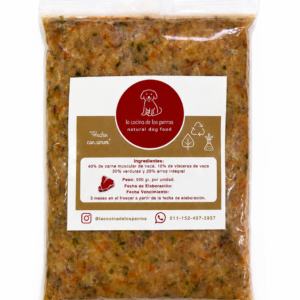 Pack de carne muscular de vaca, vísceras de vaca, verduras y arroz integral