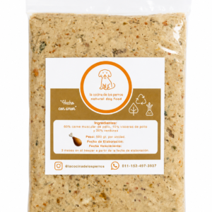 Pack de carne muscular de pollo, vísceras de pollo y verduras